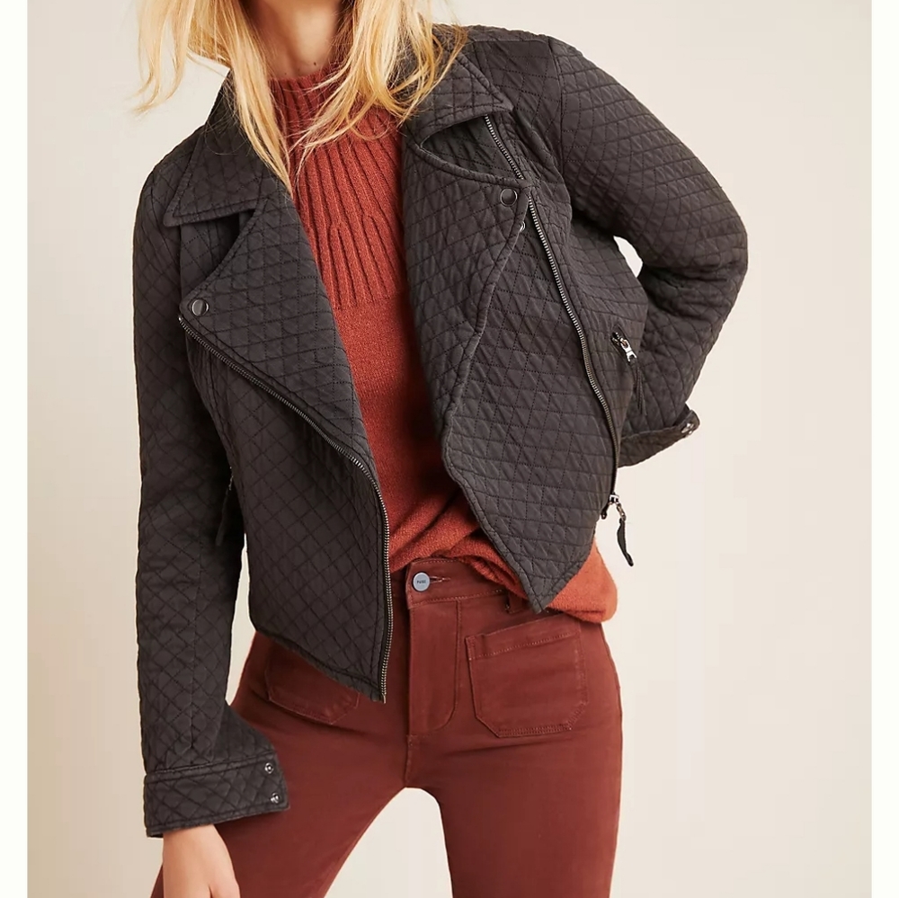 Anthropologie Marrakech Quilted Moto Jacket NWOT Size L